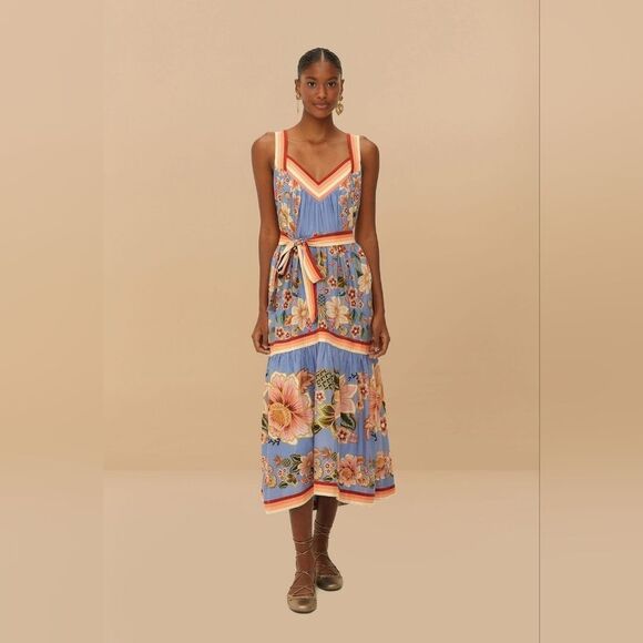 FARM Rio Dresses & Skirts - Farm Rio blue superbloom tapestry maxi dress